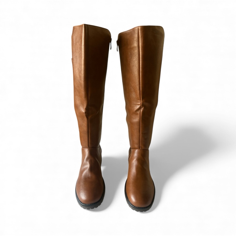 Brown Knee-High man made leather Boots